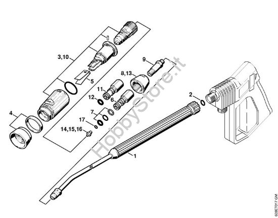 Tubo spruzzatore, testa a getto Vario SP 300 Idropulitrice elettrica (RE) RE 500 W della marca STIHL