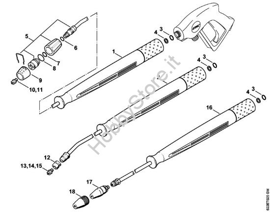 Tubo spruzzatore, testa a getto Vario Idropulitrice elettrica (RE) RE 520 W della marca STIHL