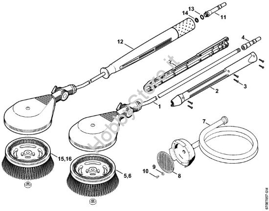 Spazzola di lavaggio rotativa, tubo flessibiledi aspirazione Idropulitrice elettrica (RE) RE 551 PLUS della marca STIHL