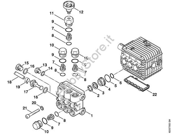 Blocco valvole Idropulitrice elettrica (RE) RE 580 W della marca STIHL