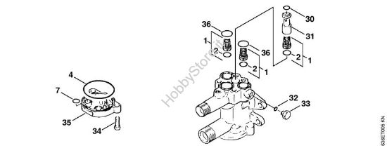 Blocco valvole Idropulitrice elettrica (RE) RE 900 KM della marca STIHL