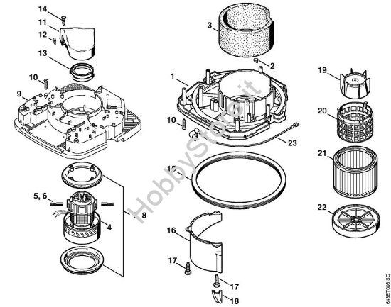Carcassa motore, Elettromotore, Filtro Aspiratori (SE) SE 120 E della marca STIHL