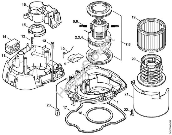 Carcassa motore, Elettromotore, Filtro Aspiratori (SE) SE 121 della marca STIHL