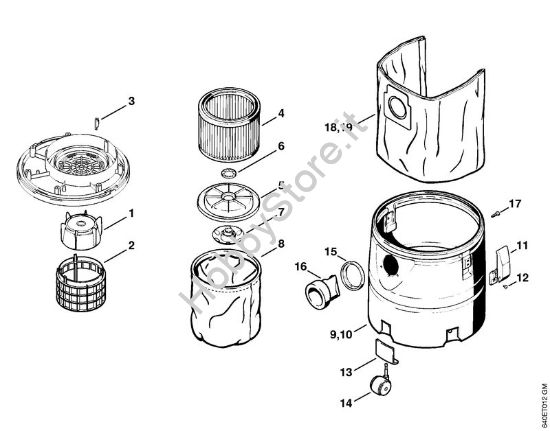 Filtro, contenitore Aspiratori (SE) SE 50 della marca STIHL
