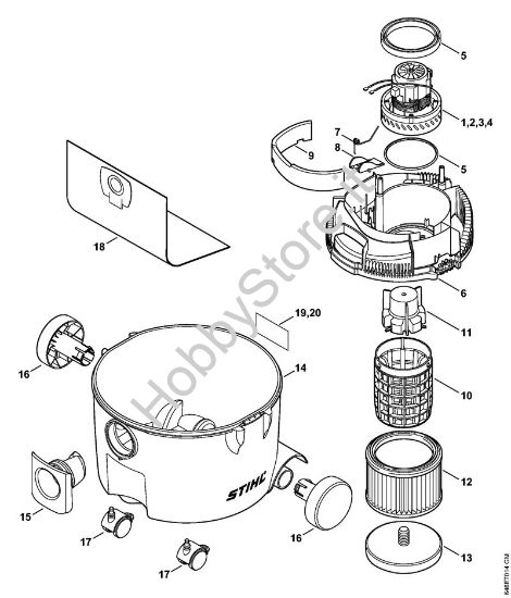 Elettromotore, filtro, serbatoio Aspiratori (SE) SE 61 della marca STIHL