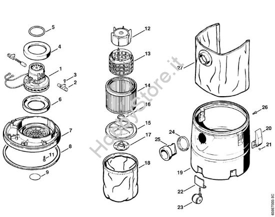 Elettromotore, filtro, serbatoio Aspiratori (SE) SE 80 della marca STIHL