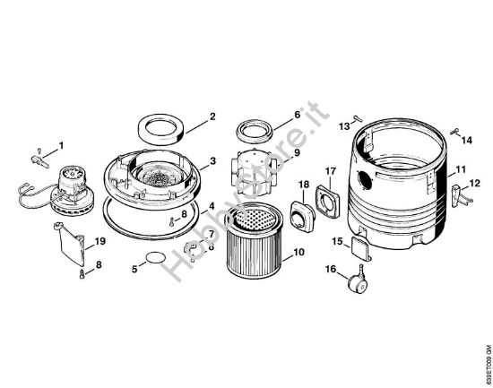 Elettromotore, filtro, serbatoio (12.93) Aspiratori (SE) SE 80 della marca STIHL