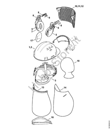 Set casco PROFI Protezioni del capo Set casco PROFI , forma diritta della marca STIHL