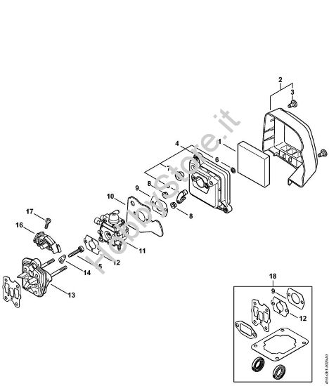 Filtro aria, flangia intermedia Decespugliatrici spalleggiabilli (FR) FR 235 della marca Stihl