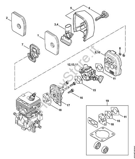 Filtro aria, flangia intermedia Soffiatori (BG, BR) BG 56-D della marca Stihl