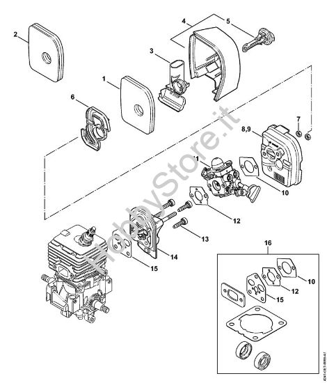 Filtro aria, flangia intermedia Soffiatori (BG, BR) BG 66-D della marca Stihl