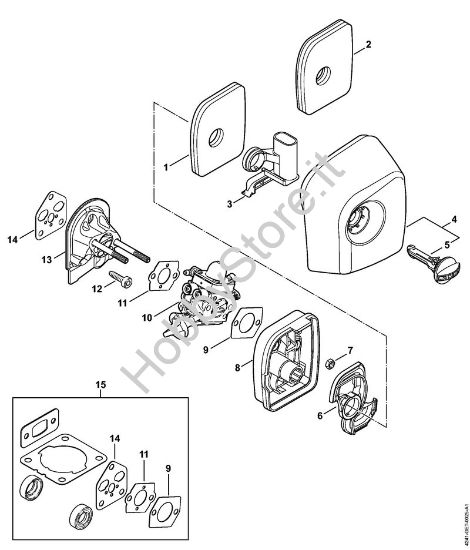 Filtro aria, flangia intermedia Soffiatori (BG, BR) BR 200 della marca Stihl