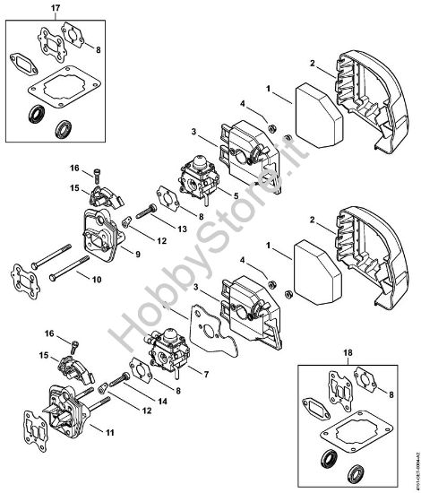 Filtro aria, flangia intermedia Spruzzatori (SG) SG 230 della marca Stihl