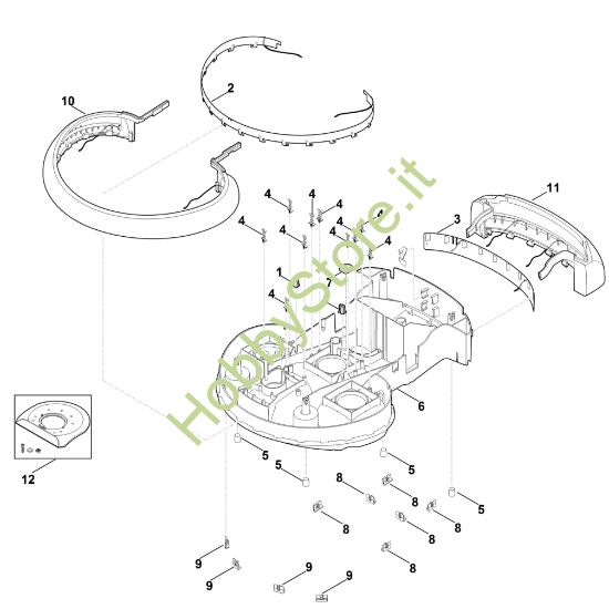 Picture of B - Parte inferiore scocca, sensore antiurto MI 555.0 C