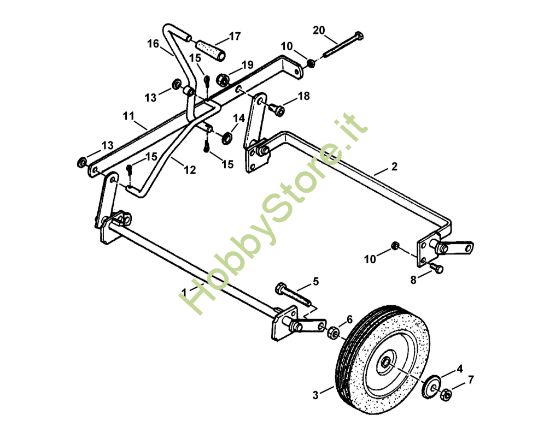 Picture of C - Regolazione altezza di taglio, ruote RL 455 B