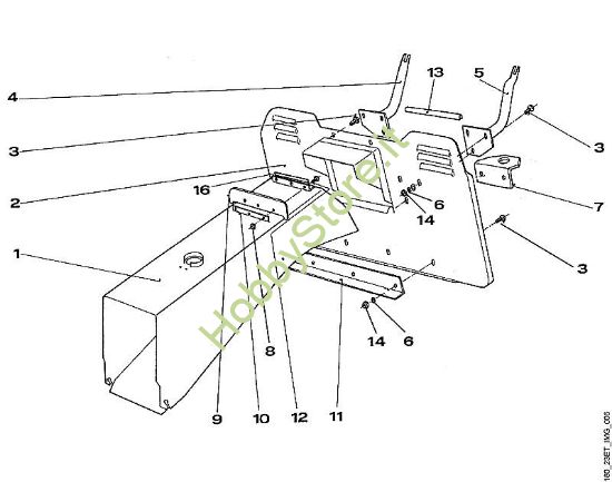 F - Supporto cesto  raccolta erba MT MT 640 (1996) della marca Viking