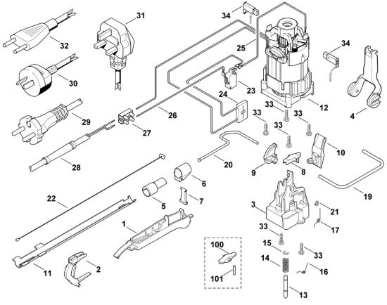 Picture of C - Motore elettrico, sistema d'innesto marce HE 815