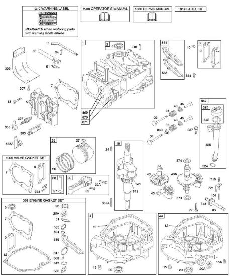 D - Albero a camme, albero motore, cilindro, coppa motore, set guarnizioni, lubrificazione, gruppo pistone, valvole B&S - 12 €¦ 122H82-0125-01 brand Stihl