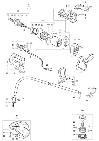 Picture of Esploso completo TR 100 E Trimmer elettrico