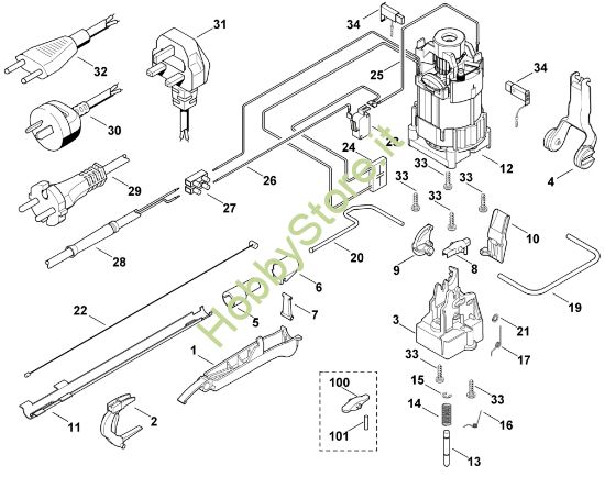 Picture of C - Motore elettrico, sistema d'innesto marce HE 805