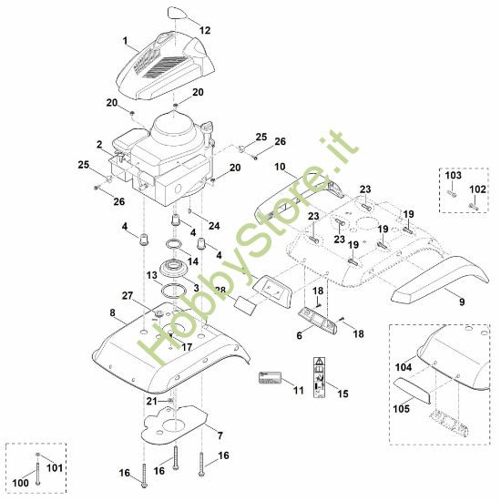 Picture of C - Copertura, motore HB 445.0 R