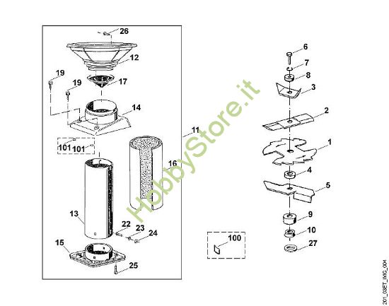 D - Imbuto, gruppo lame GE GE 215 della marca Viking