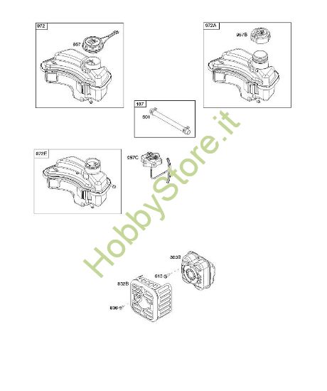 F - Sistema di scarico, alimentazione carburante B&S - 08 €¦ 08P502-0013-H1 brand Stihl