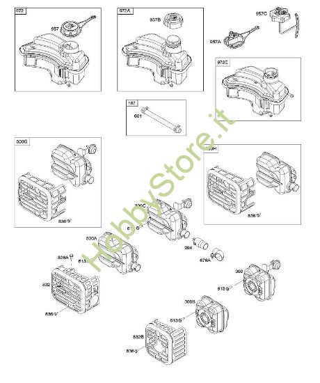 F - Sistema di scarico, alimentazione carburante B&S - 09 €¦ 09P702-0054-H1 brand Stihl