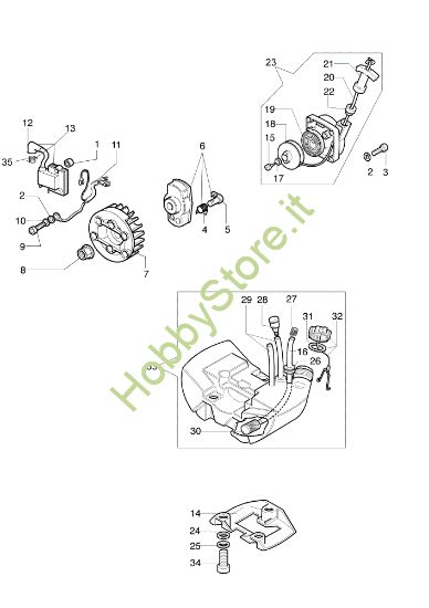 Picture of Avviamento e serbatoio 725 B Decespugliatore