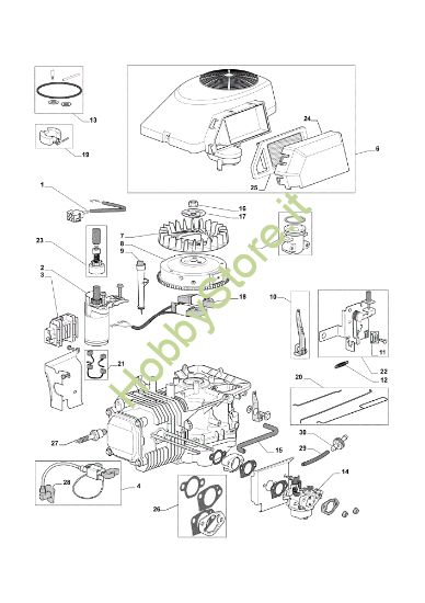 Picture of Avviamento, carburatore e filtro aria OM 72C/12,5KM Cat.2011 Trattorino
