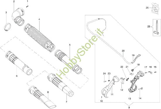 Picture of Tubo di lancio e impugnatura BV 270 BP Soffiatore