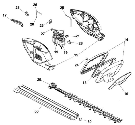 Picture of Esploso completo HTE 600 Tagliasiepi elettrico