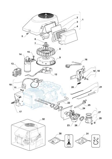 Picture of Avviamento, carburatore e filtro aria OM 72C/12,5KH Cat.2014 Trattorino