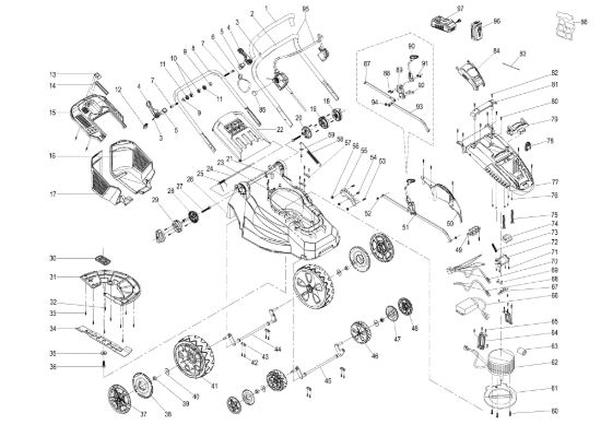 Picture of Esploso completo G 38 P Li-Ion Rasaerba elettrico