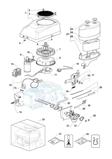 Picture of Avviamento, carburatore e filtro aria OM 84/14,5 K H Cat. 2016 Trattorino