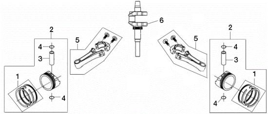 Picture of Albero e pistone OM 106/24 KH (K2400AVD V-Twin) 4X4 Cat. 2016 Trattorino