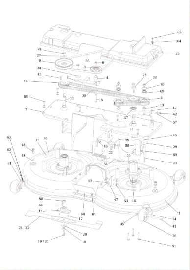 Picture of Piatto di taglio (1/2) (piatto di taglio alluminio) OM 124/24 KH (K2400AVD V-Twin) Cat. 2017 Trattorino