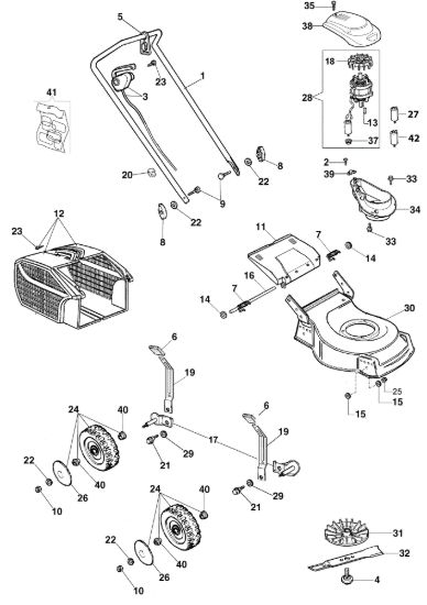 Picture of Esploso completo G 44 PE Rasaerba elettrico