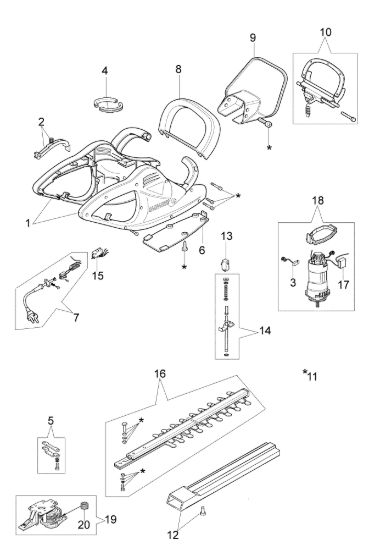 Picture of Esploso (Fino a 5947020000) HTE 601 Tagliasiepi elettrico