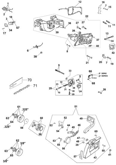 Picture of Basamento e freno 956 Motosega