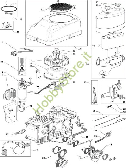 Picture of Avviamento, carburatore e filtro aria OM 91PLUS/14,5K M Cat.2012 Trattorino
