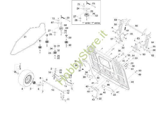 Picture of Assale anteriore e supporto cesto OM 105/18,5 H Trattorino