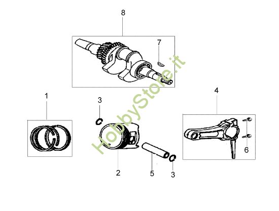 Picture of Albero e pistone MH 170 RKS (K700 H SN T210) Motozappa