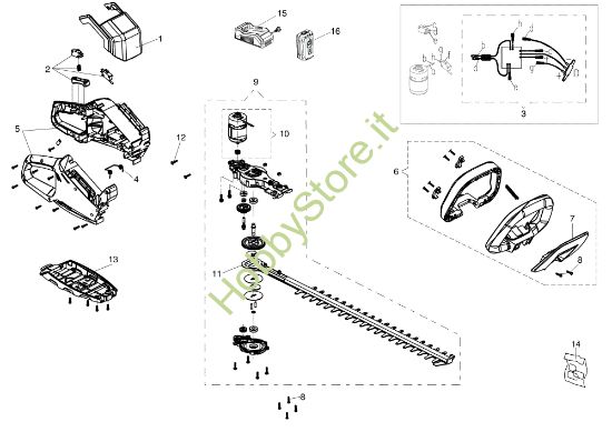 Picture of Esploso completo HC 200 Li-Ion Tagliasiepi elettrico