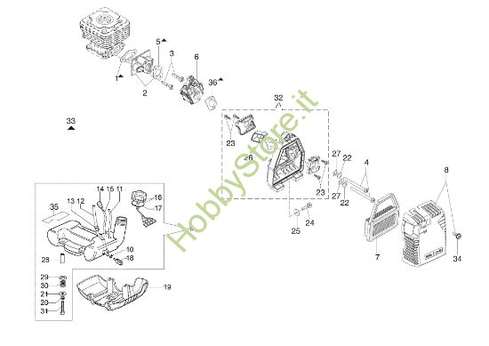 Picture of Serbatoio e filtro aria OM 43 Vers.2015 Decespugliatore