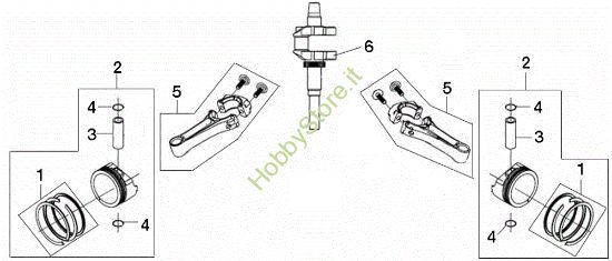 Picture of Albero e pistone OM 124/24 KH (K2400AVD V-Twin) Cat. 2016 Trattorino