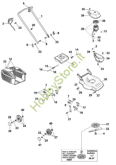 Picture of Esploso completo GE 43 Rasaerba elettrico