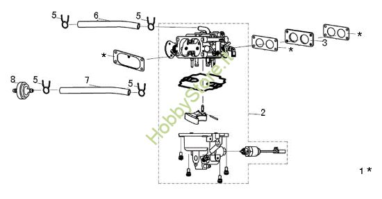 Picture of Carburatore OM 106/24 KH (K2400AVD V-Twin) 4X4 Cat. 2016 Trattorino