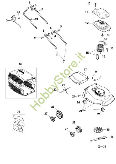 Picture of Esploso completo K 35 Rasaerba elettrico