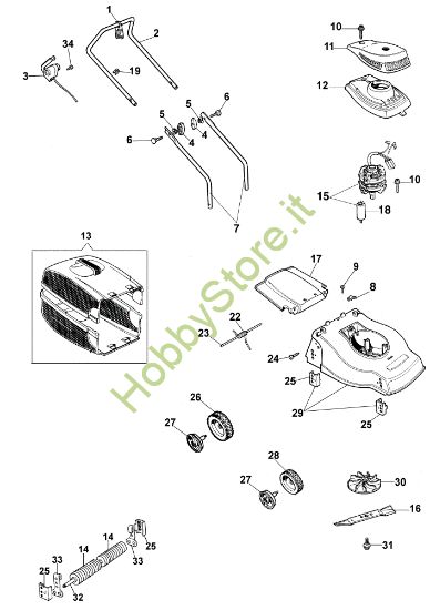 Picture of Esploso completo K 35 R Rasaerba elettrico